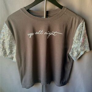 Mighty Fine "Up All Night" Sequin Sleeve Tee